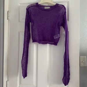 Long Sleeved Sheer Cropped Sweater